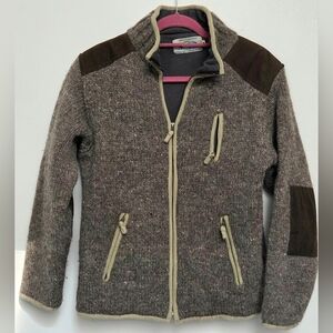 Vintage Laundromat 100% Wool Brown Zip-Up Outdoor Jacket Sz M Fleece Linning